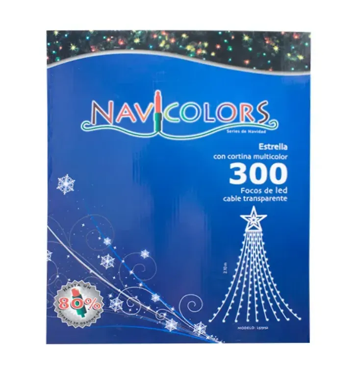 Estrella con Cortina LED Multicolor 300 Focos 2.10m L573132 | Navicolors
