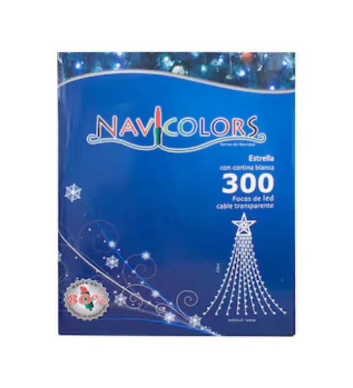 Estrella con Cortina LED Blanca 300 Focos 2.10m L573133 | Navicolors