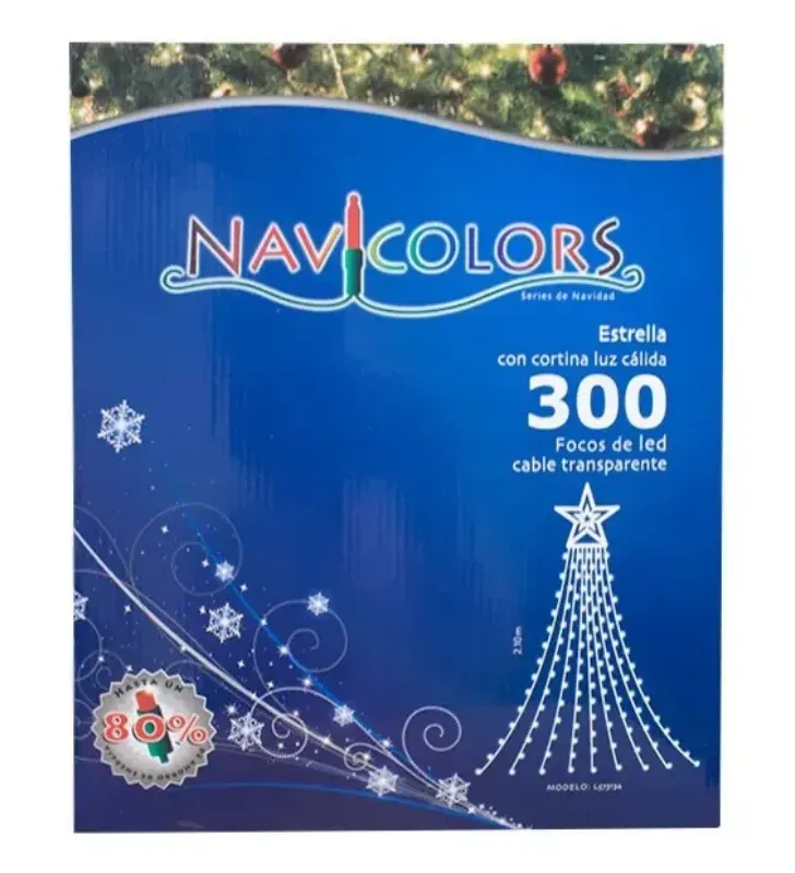 Estrella con Cortina LED Luz Cálida 300 Focos 2.10m L573134 | Navicolors