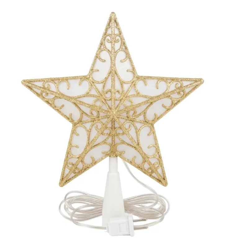 Estrella Punta de Árbol Dorada 10 LED Luz Cálida 23cm L573146 | Navicolors