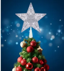 Estrella Punta de Árbol Plateada 10 LED Luz Blanca 23cm L573162 | Navicolors