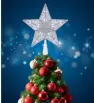Estrella Punta de Árbol Plateada 10 LED Luz Blanca 23cm L573162 | Navicolors