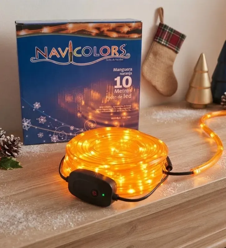 Manguera LED Navideña 10m Luz Naranja Cable Naranja L582502 | Navicolors