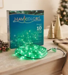 Manguera LED Navideña 10m Luz Verde Cable Verde L582503 | Navicolors