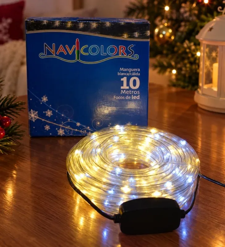 Manguera LED Navideña 10m Luz Blanca/Cálida Transparente L582504 | Navicolors