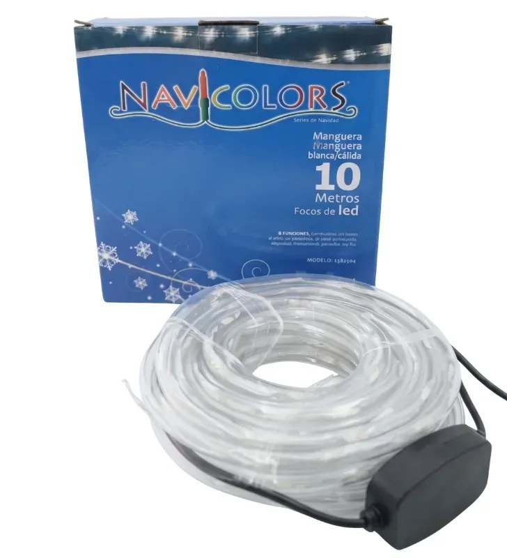 Manguera LED Navideña 10m Luz Blanca/Cálida Transparente L582504 | Navicolors