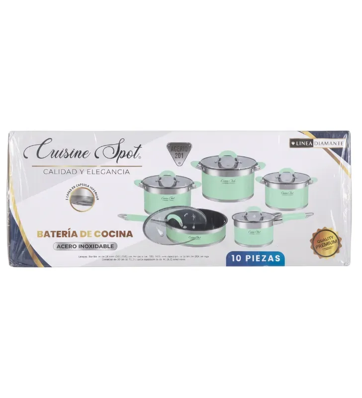 Batería de Cocina Acero Inoxidable Novak 10 Pzas | Cuisine Spot