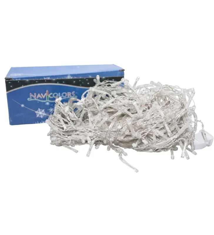 Cascada 300 LED Luz Blanca con Destellos 6m Cable Transparente L582453 | Navicolors