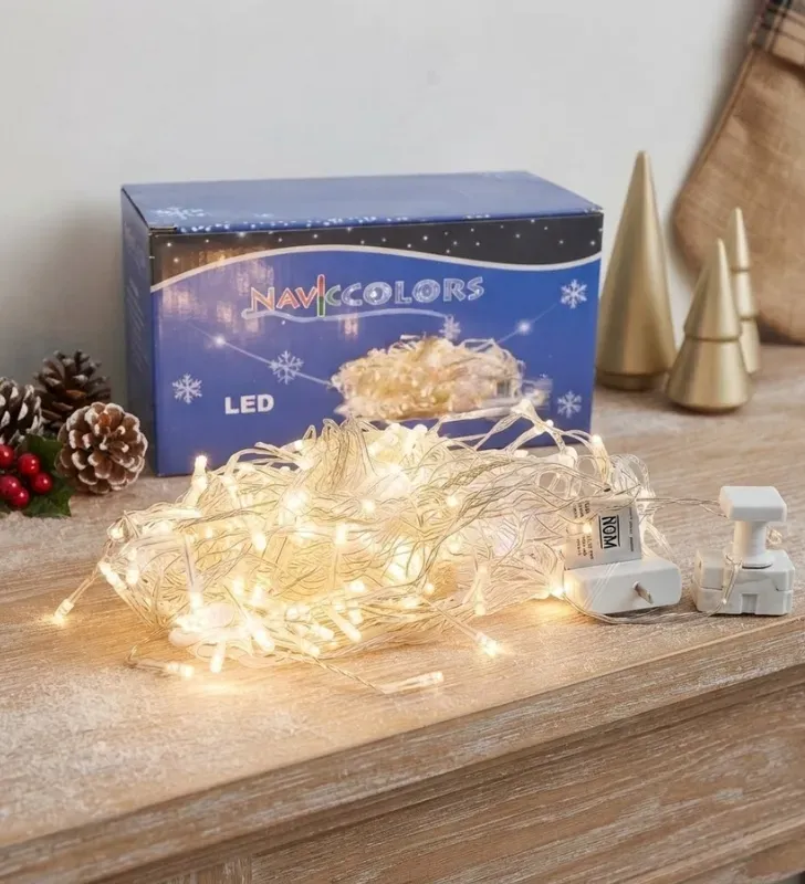 Cascada 300 LED Luz Cálida con Destello 6m Cable Transparente L582454 | Navicolors