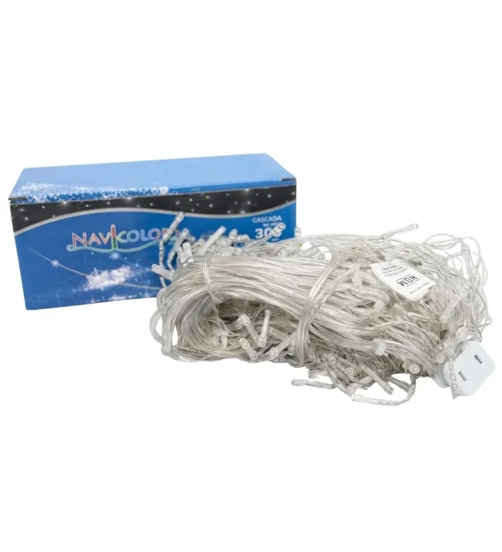 Cascada 300 LED Luz Cálida con Destello 6m Cable Transparente L582454 | Navicolors