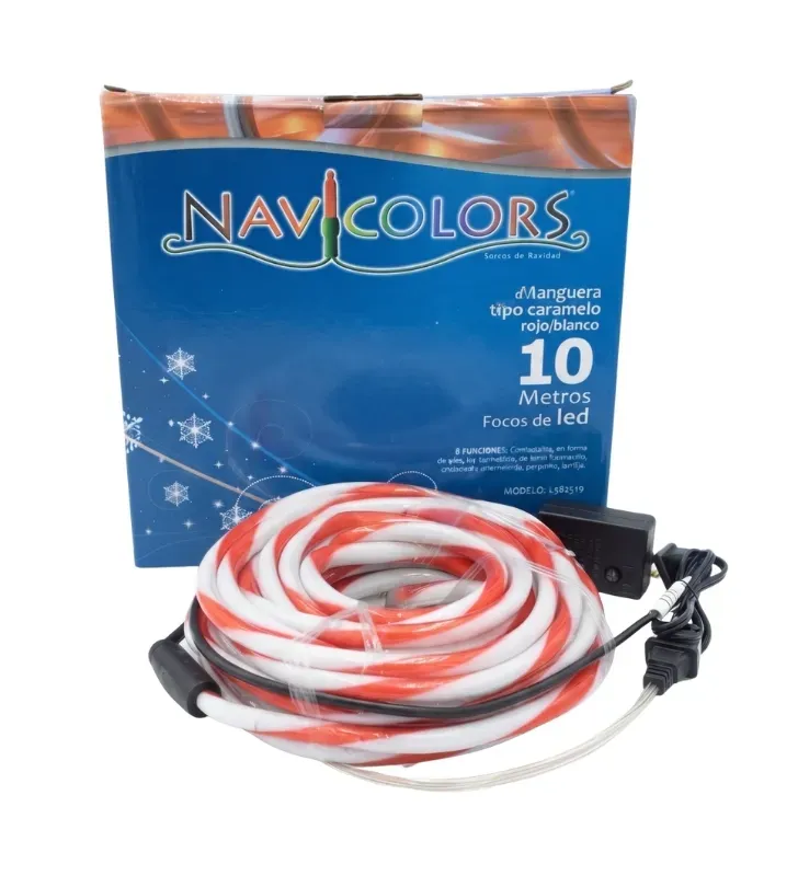 Manguera LED Navideña 10m Tipo Caramelo Rojo/Blanco L582519 | Navicolors