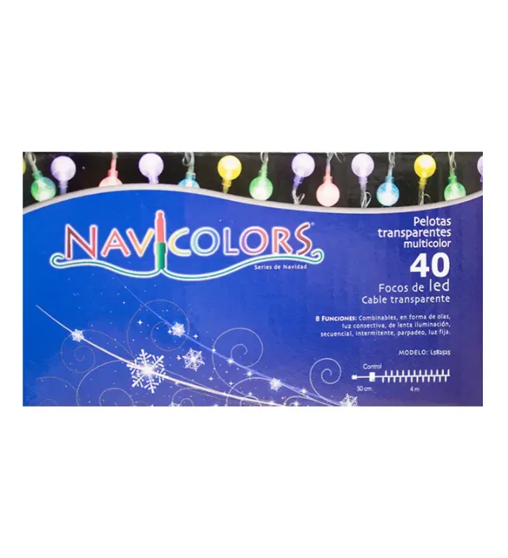 Serie 40 Pelotas Transparentes Burbuja LED Multicolor L582525 | Navicolors