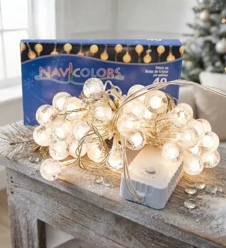 Serie 40 Pelotas Transparentes Burbuja LED Luz Cálida 4m L582526 | Navicolors