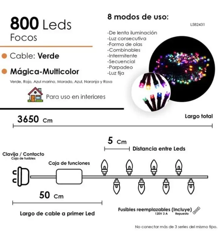 Serie 800 LED Multicolor Cable Verde 36m L582431 | Navicolors