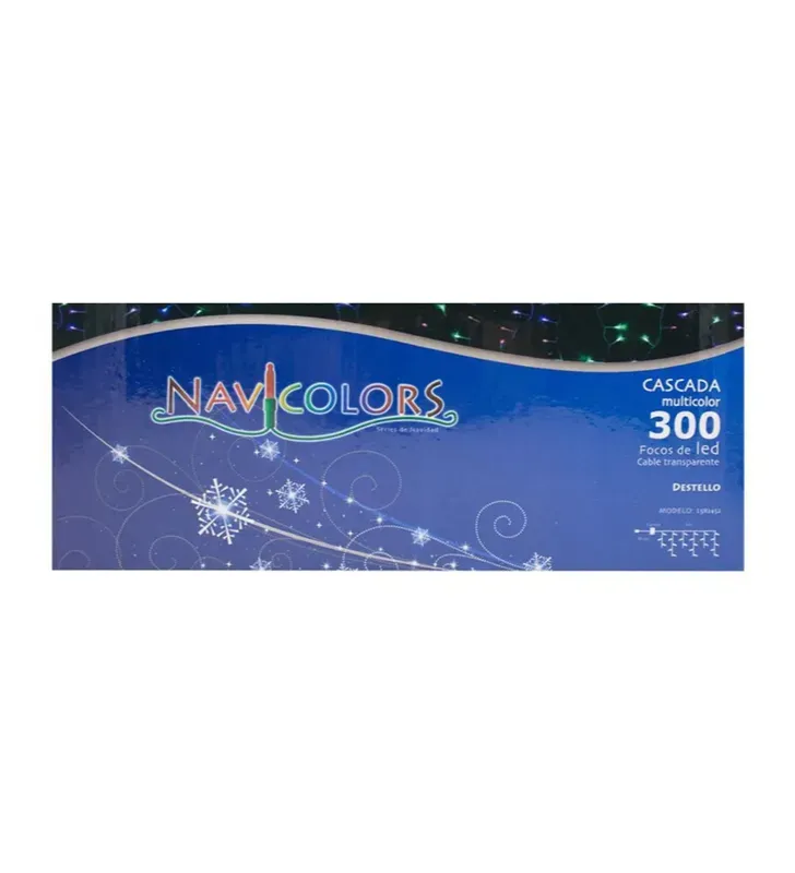 Cascada 300 LED Multicolor con Destello 6m Cable Transparente L582452 | Navicolors