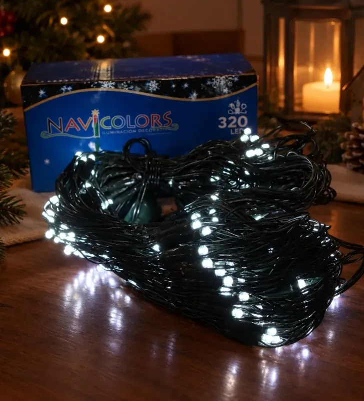 Red 320 LED Luz Blanca Cable Verde 2.40m x 2m L582509 | Navicolors