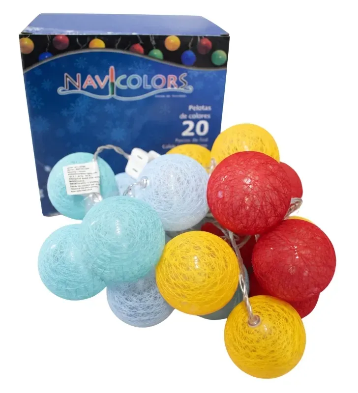 Serie 20 Pelotas de Colores LED Textura Hilo 4m L573144 | Navicolors