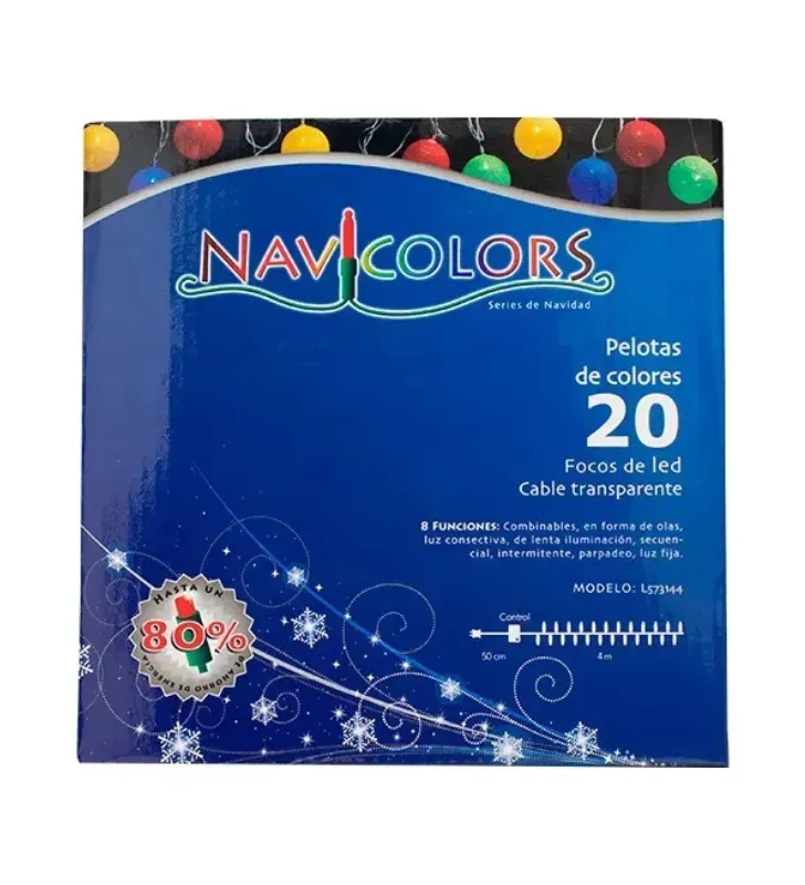 Serie 20 Pelotas de Colores LED Textura Hilo 4m L573144 | Navicolors