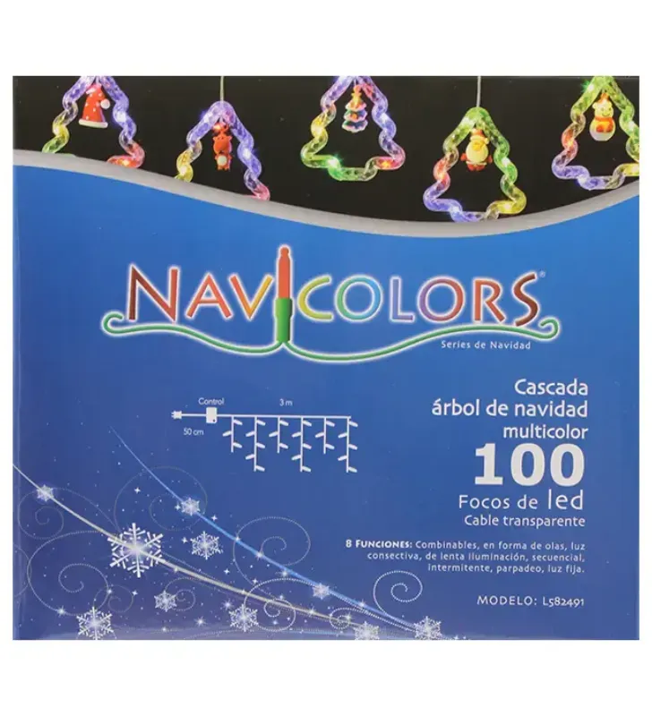 Cascada 100 LED Multicolor Figuras Árbol Navidad 3m L582491 | Navicolors