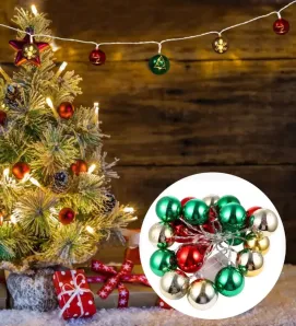 Serie 20 Esferas Navideñas Luz Cálida Verde Rojo Dorado 4m L582476 | Navicolors