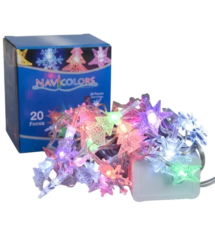 Serie 20 LED Colgantes Multicolor Copo de Nieve 4m L582481 | Navicolors