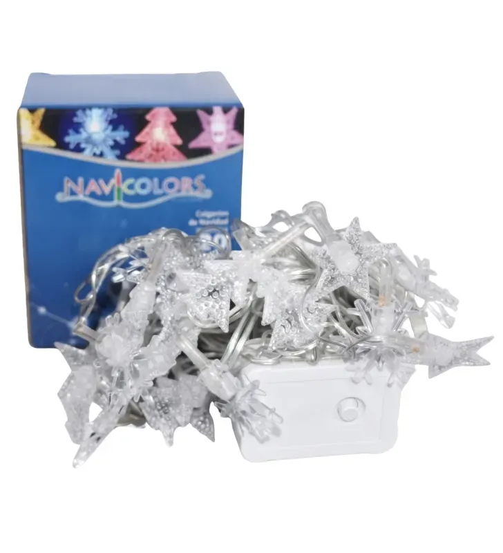 Serie 20 LED Colgantes Multicolor Copo de Nieve 4m L582481 | Navicolors