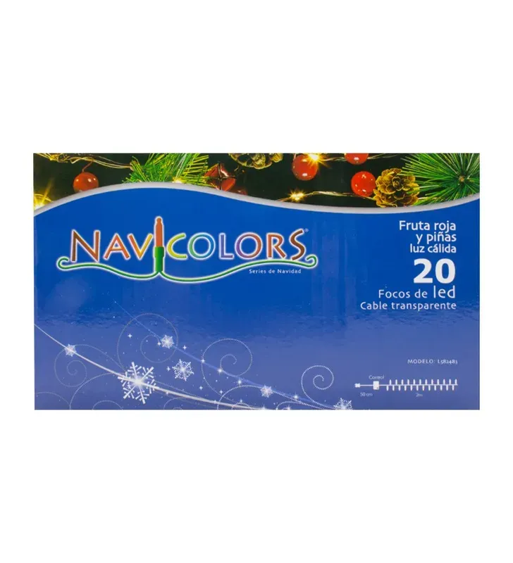 Guía 20 LED Luz Cálida Fruta Roja y Piñas 2.5m L582483 | Navicolors