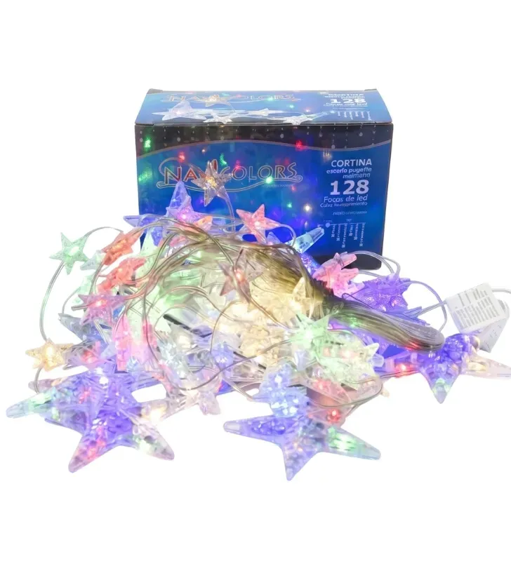 Cortina 128 LED Estrellas Multicolor 12 Tiras 3.5m L592865 | Navicolors