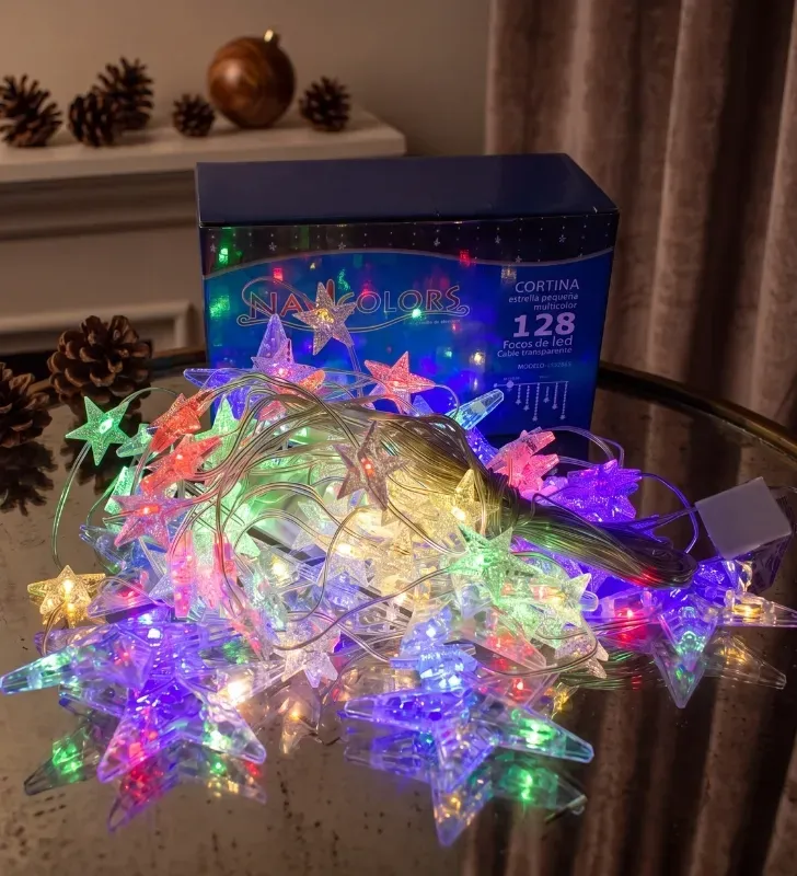 Cortina 128 LED Estrellas Multicolor 12 Tiras 3.5m L592865 | Navicolors