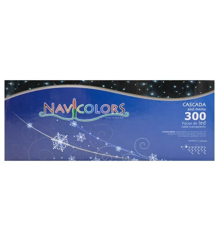 Cascada 300 LED Azul Menta Cable Transparente 6.5m L592858 | Navicolors