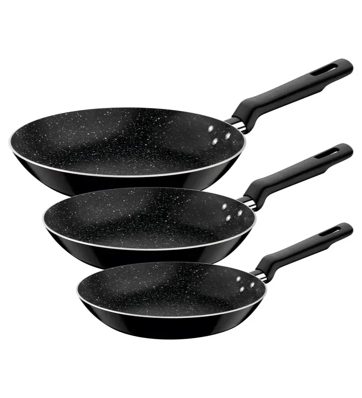 Juego de 3 Sartenes Tramontina Pietra Negro Starflon Max 27899/596 | Tramontina