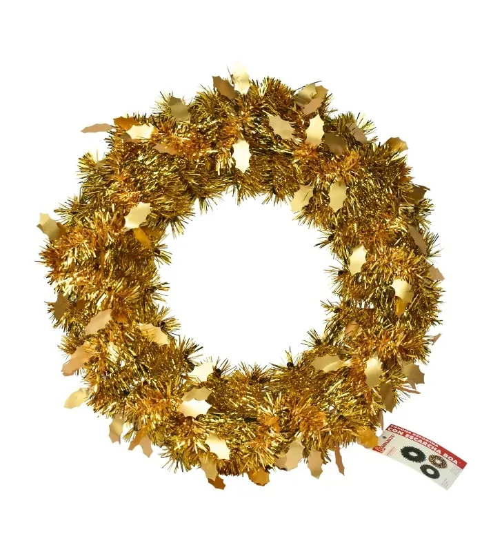 Corona Escarcha Boa Hojas Gigantes 50cm Oro 673503 | Naviplastic