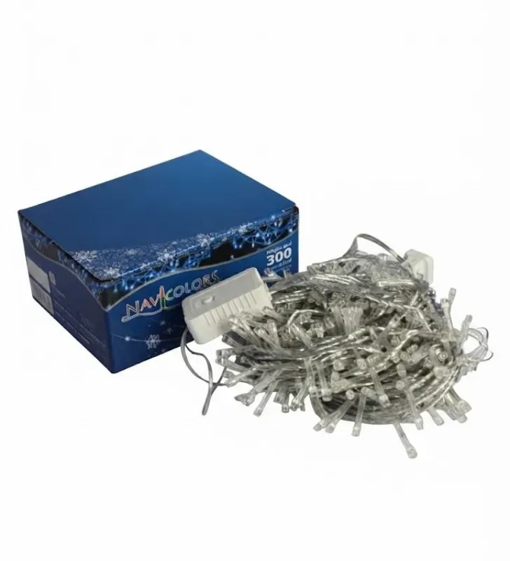 Serie Navideña Azul Navicolors 300 LED Luz Azul Cable Transparente