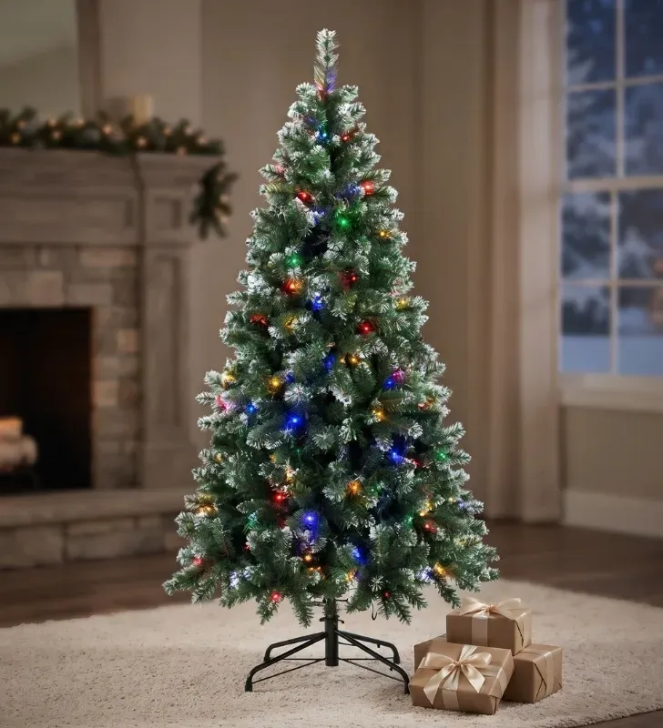 Árbol de Navidad Artificial Nevado con Luz Multicolor 2.10 m Navicolors ARL1621