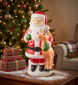 Figura Decorativa Santa Claus con Venado PVC Star STAVEN