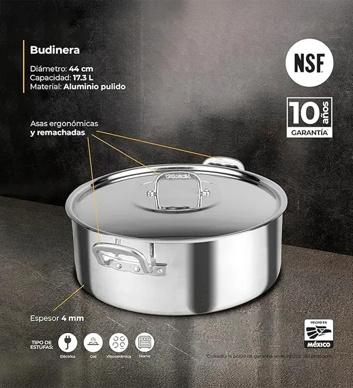 Budinera Vasconia 44 cm 20 L Aluminio Acorazado 4 mm NSF