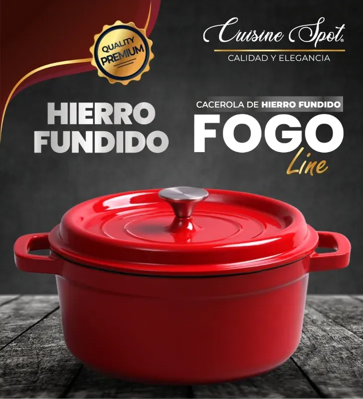 Cacerola Hierro Fundido Cuisine Spot Fogo Line 25 cm con Tapa