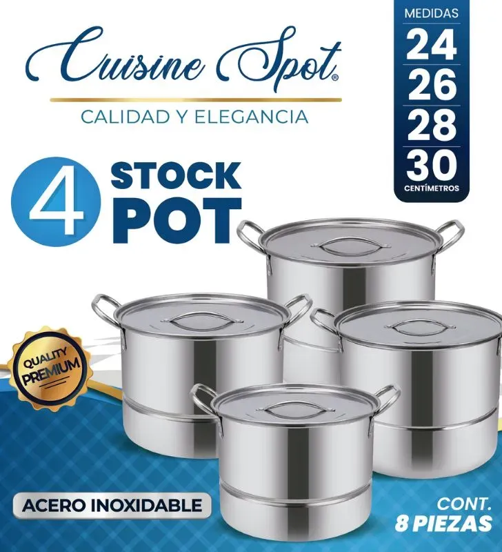 Set Stock Cuisine Spot- Pot Inox Multicapa 24‑30 cm (9‑15.8 L) con Tapas