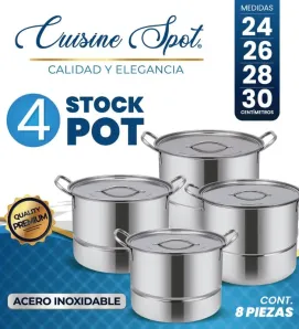 Set Stock Cuisine Spot- Pot Inox Multicapa 24‑30 cm (9‑15.8 L) con Tapas