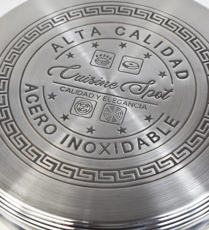 Batería Acero Inoxidable Ámbar 12 pzas Cuisine Spot  5 capas – Cocción profesional
