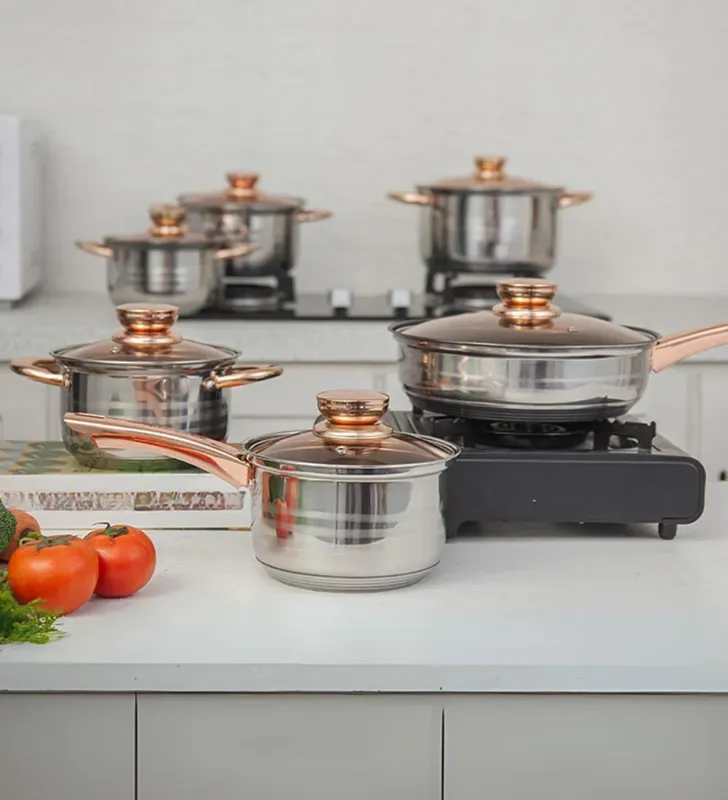 Batería Acero Inoxidable Ámbar 12 pzas Cuisine Spot  5 capas – Cocción profesional