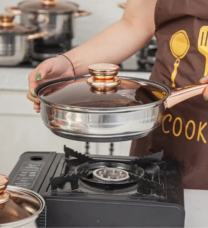 Batería Acero Inoxidable Ámbar 12 pzas Cuisine Spot  5 capas – Cocción profesional