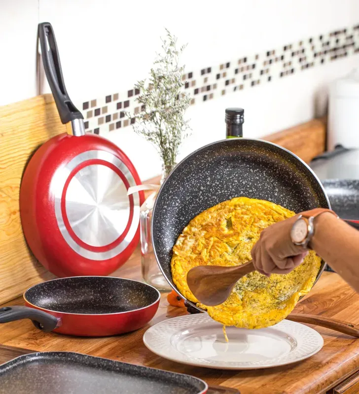 Juego 3 Sartenes Cinsa Experta Roca 20‑30 cm Rojo Habana