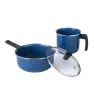 Batería Cinsa Austria 12 pzs Peltre Azul Real con sartenes y arroceras