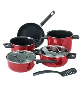 Batería de Cocina Cinsa 8 pzs color Sweet Cherry con tapas de vidrio