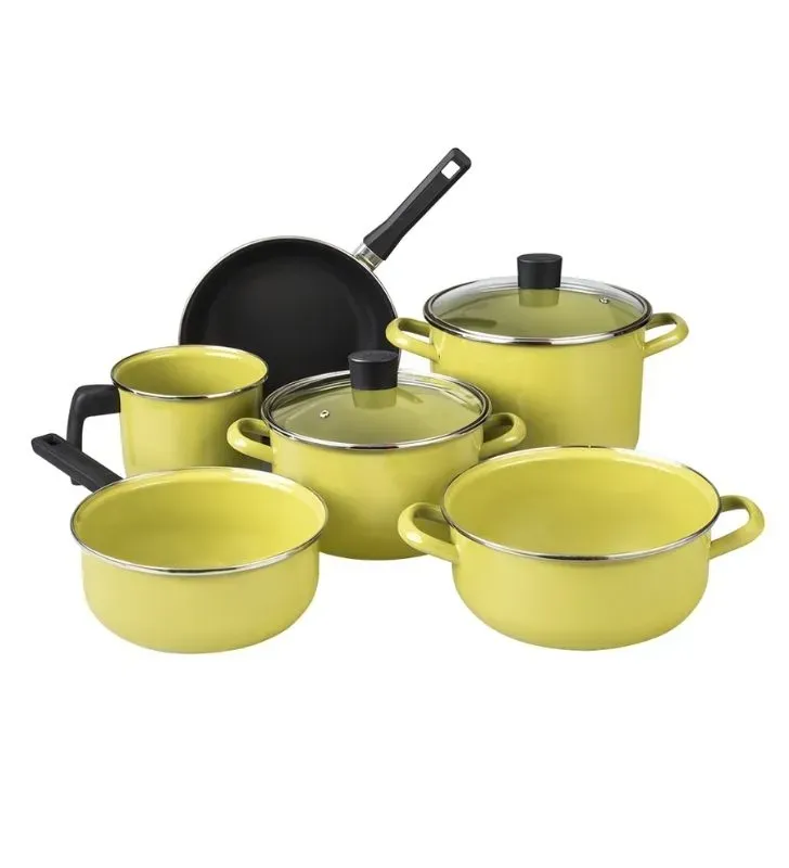 Batería Madrid Óptima 8 pzs Verde Manzana con tapas de vidrio