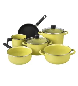 Batería Madrid Óptima 8 pzs Verde Manzana con tapas de vidrio