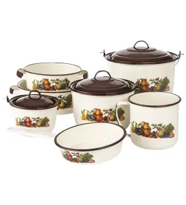 Batería de Cocina Cinsa 10 piezas Crema Decoración Sofía