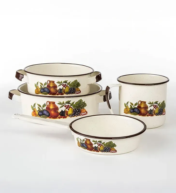 Batería de Cocina Cinsa 10 piezas Crema Decoración Sofía