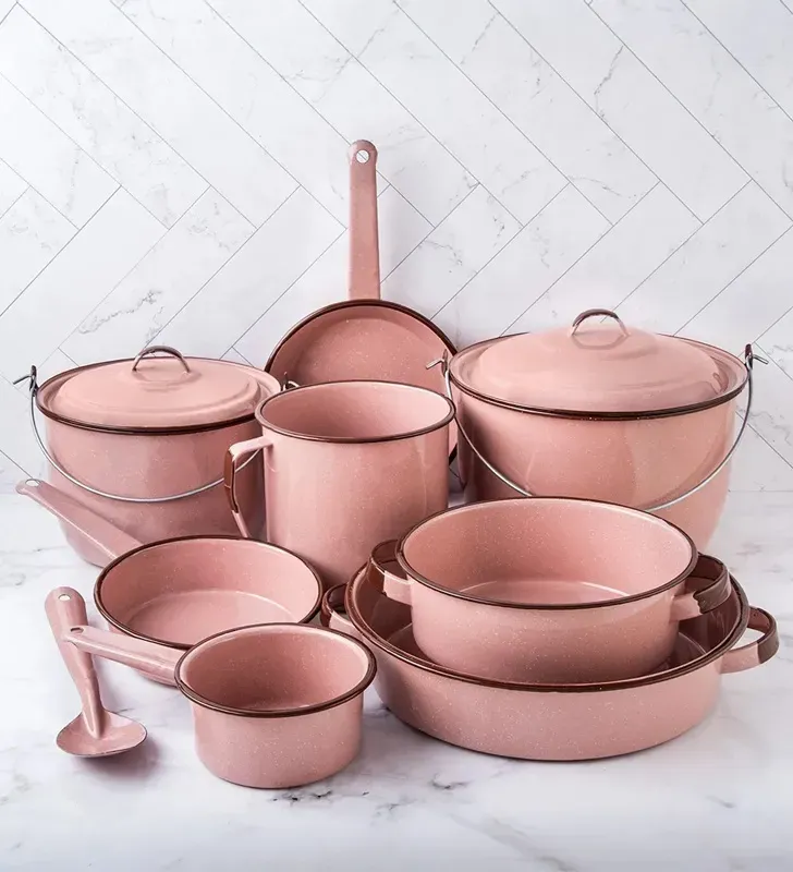 Batería Cinsa Rubí 11 pzas / Rosa Pétalo · Clásica Peltre